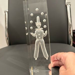 Vintage Signed “M Cox” Reverse Carved Lucite Acrylic Paperweight - Good Cond.